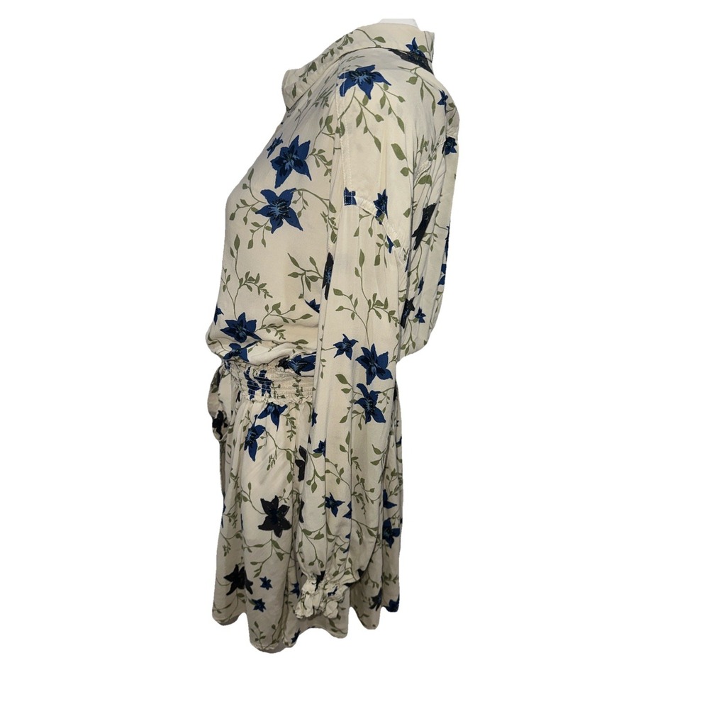 Free People Lighten Up White Floral Long Sleeve V-Neck Boho Mini Dress S/P - Picture 3 of 11